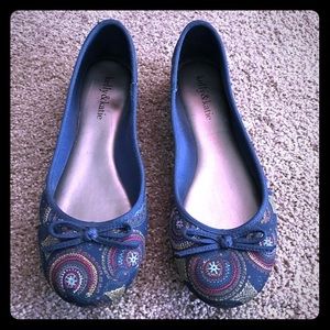 Blue with design Kelly and Katie ballet flats.
